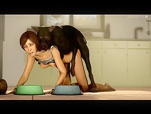 3D Lunch time - Girl and Dog